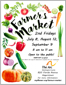 Farmers Market on second Fridays, July 8, August 12, September 9, 8 to 11 am. Open to the public. 820 Florida Avenue.