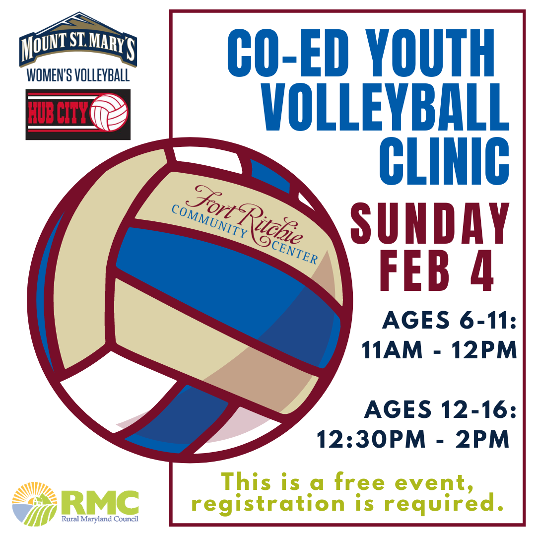 co-ed youth volleyball clinic sunday february 4. Ages 6-11: 11AM-12PM Ages 12-16: 12:30PM - 2PM This is a free event. Registration is required.
