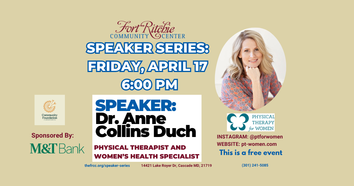 speaker series - april 17 at fort ritchie community center